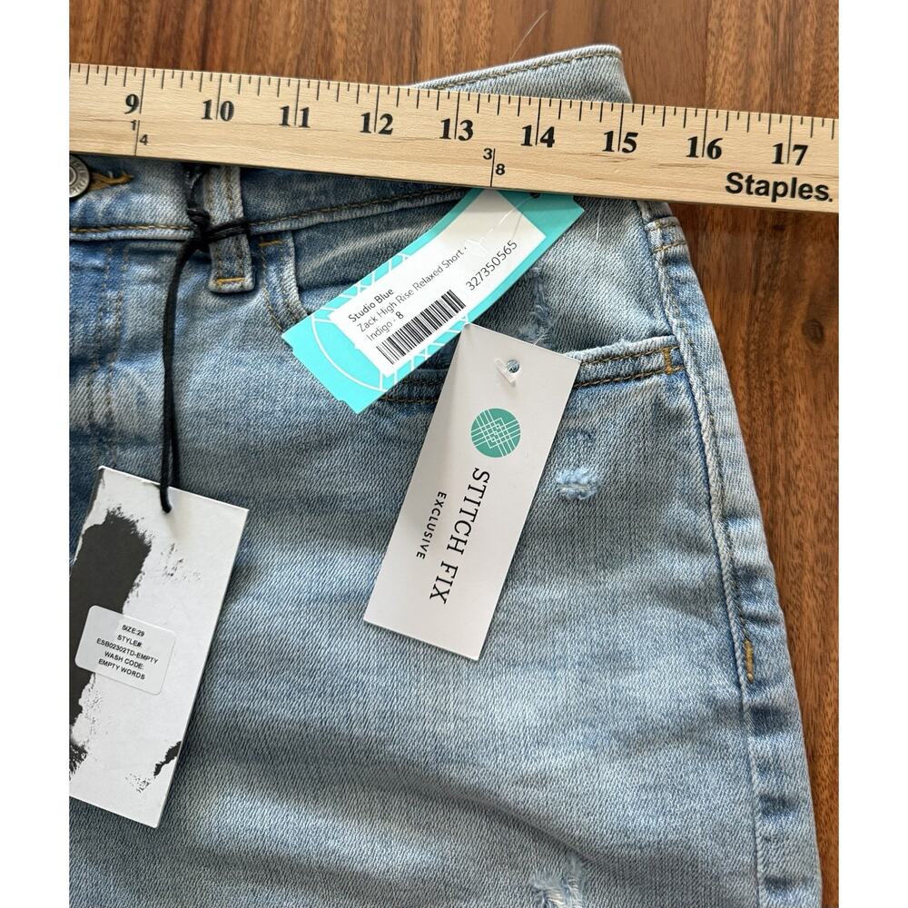 Studio Blue Denim Shorts Size 29 Light Wash High Rise Raw Hem NWT - Picture 4 of 9